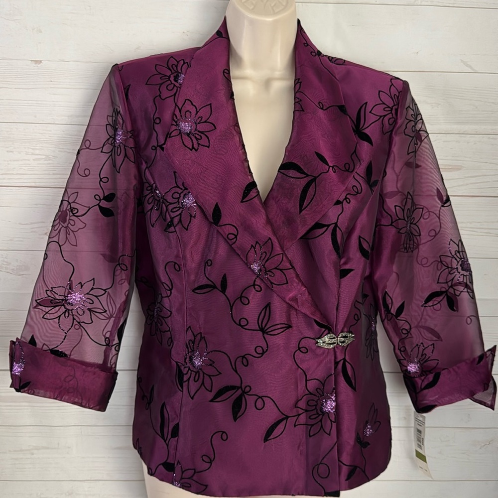 R & M Richards Purple Floral Blazer